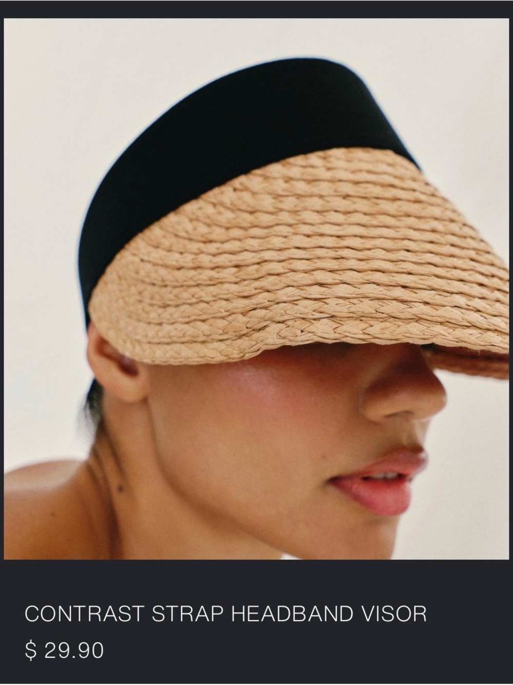 (NEW) Zara Black and Tan Straw Visor - Picture 3 of 3